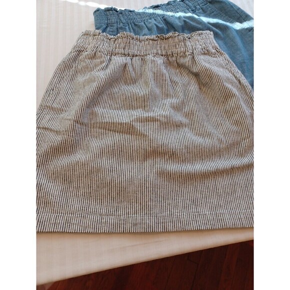 J. Crew Dresses & Skirts - J.Crew blue white ticking stripe paperbag miniskirt S cotton elastic pockets